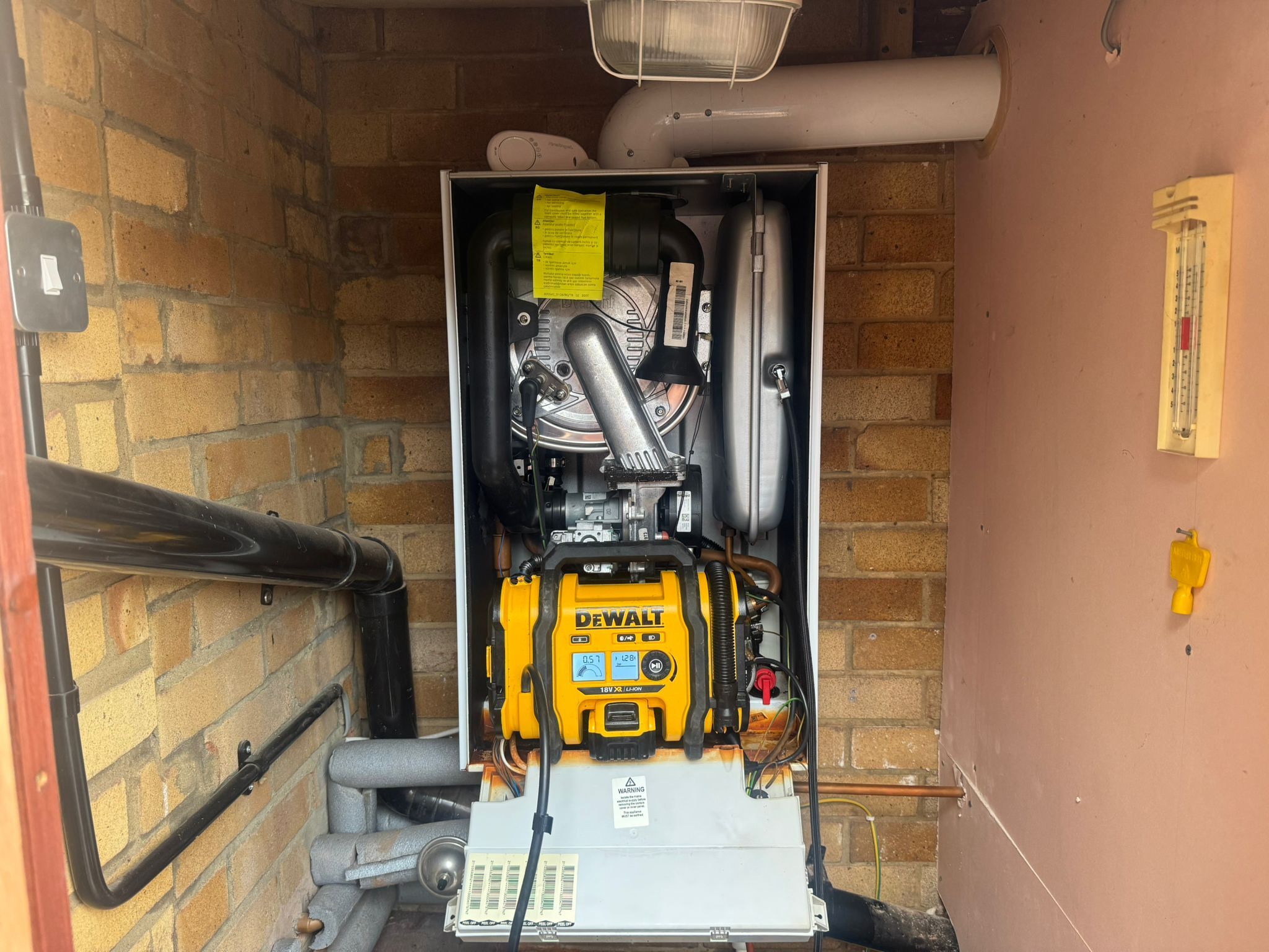 boiler service inspection with tools